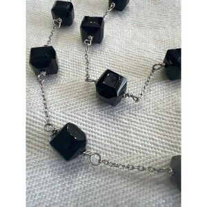 Banana Republic Long Black Cube Bead Chain Necklace | 38.5" Opera Length BR